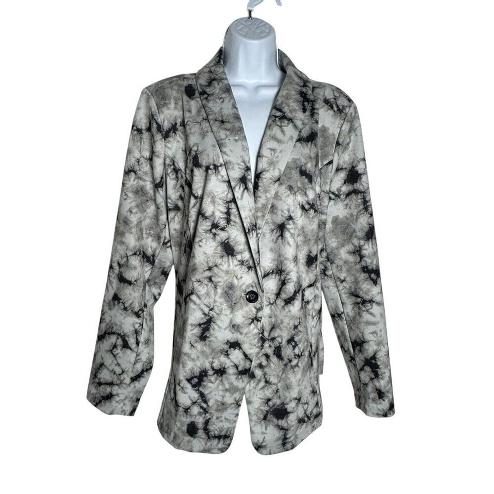 LOGO LORI GOLDSTEIN Gray Blazer Julia Tie Dye Jacket Ponte Knit Gray Size XL - Picture 9 of 9